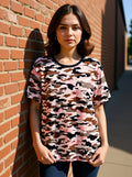 We The Free Textured Velour & Shear Camouflage Top Size Large