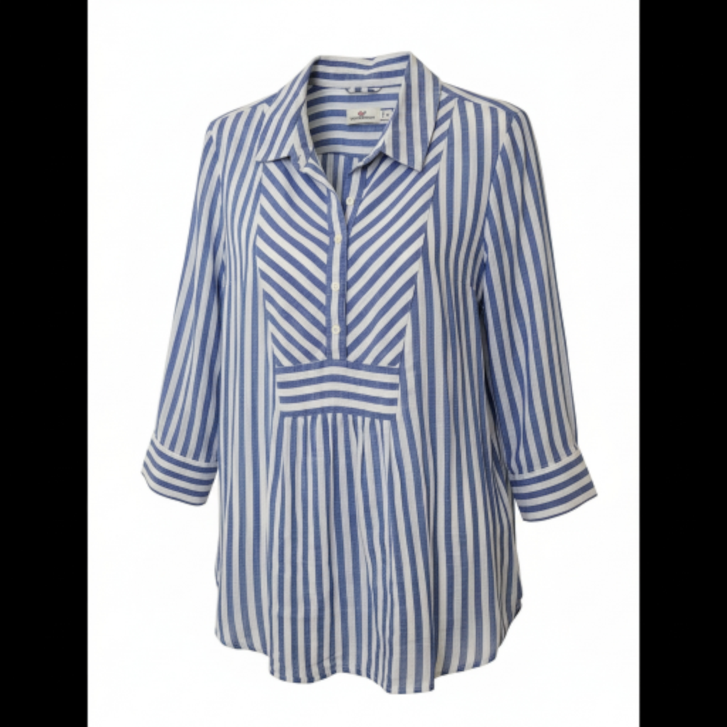 Vineyard Vines Blue and White Striped Blouse Sz XL