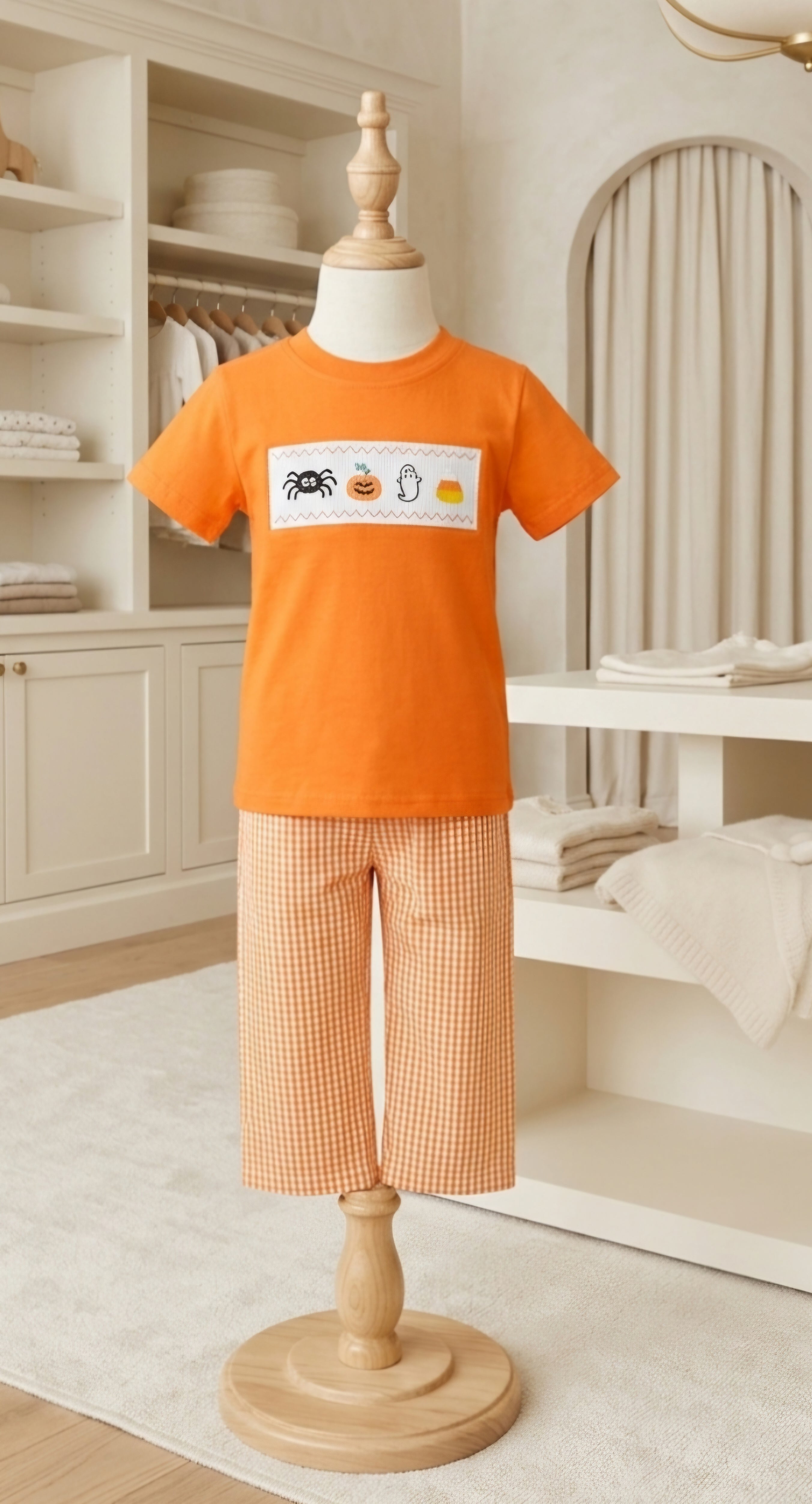 Rylee Faith Designs Boys Smocked Halloween 2-Piece Pants Set
