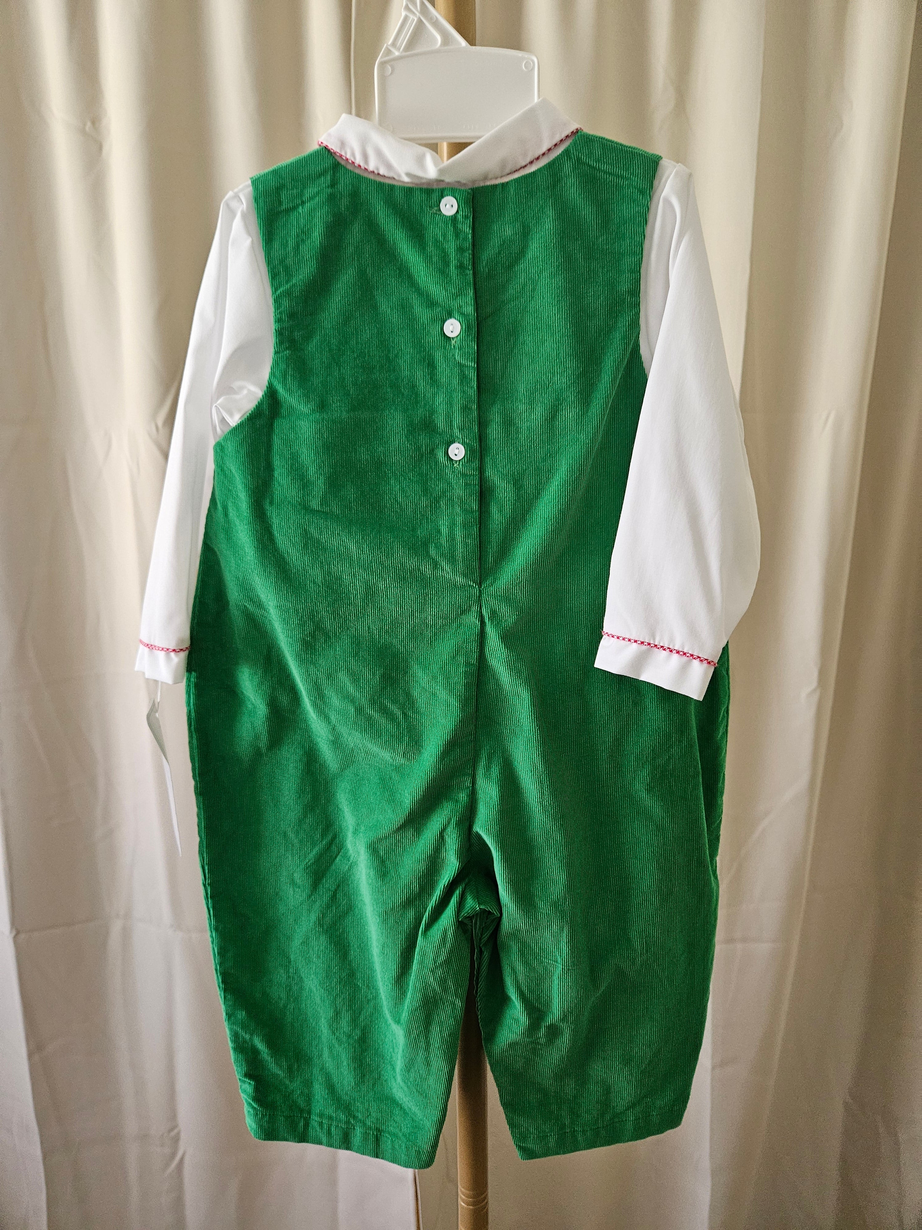 Petit Ami Christmas Train Corduroy Overall Set