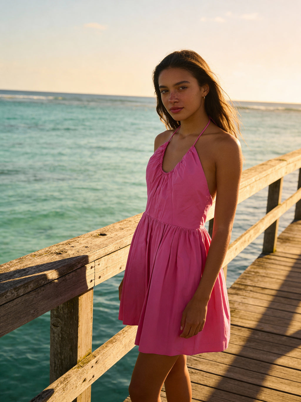 Mango Pink Halter Mini Dress Sz M