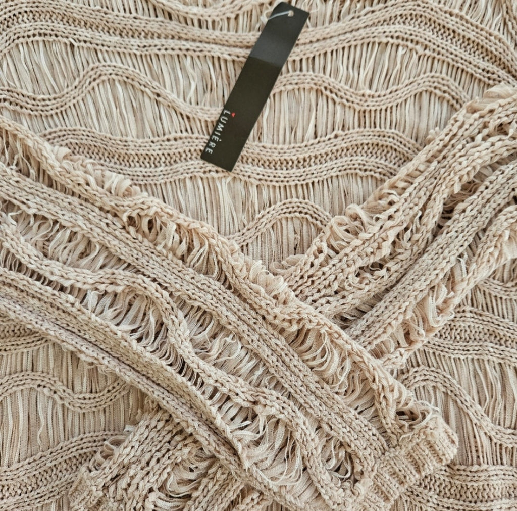NWT Lumiere Blush Knit Ribbon Sweater Sz Sm