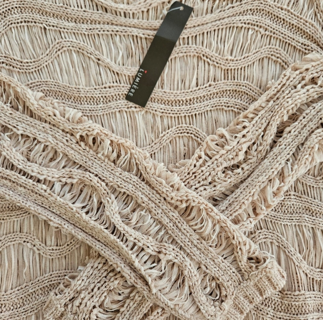 NWT Lumiere Blush Knit Ribbon Sweater Sz Sm