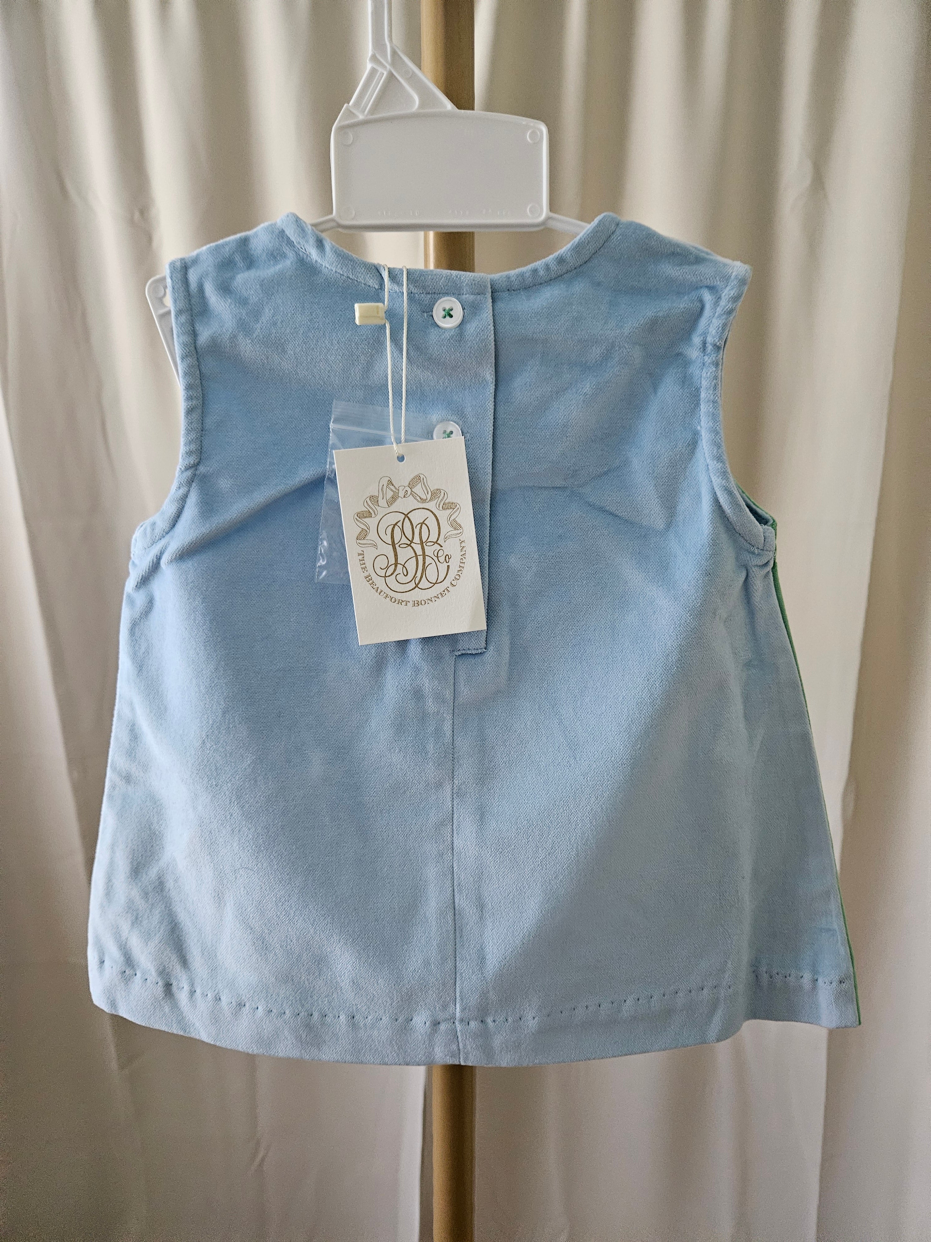 The Beaufort Bonnet Company Blake Button Dress Velveteen Barrington Blue Kiawah Kelly Green