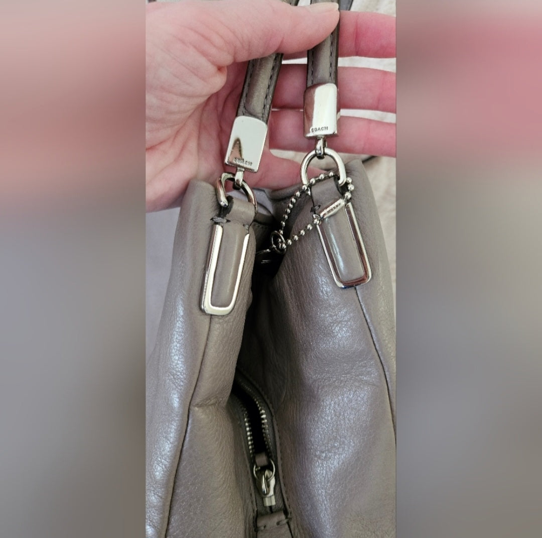 Coach Leather 3 Section Shoulder  Handbag