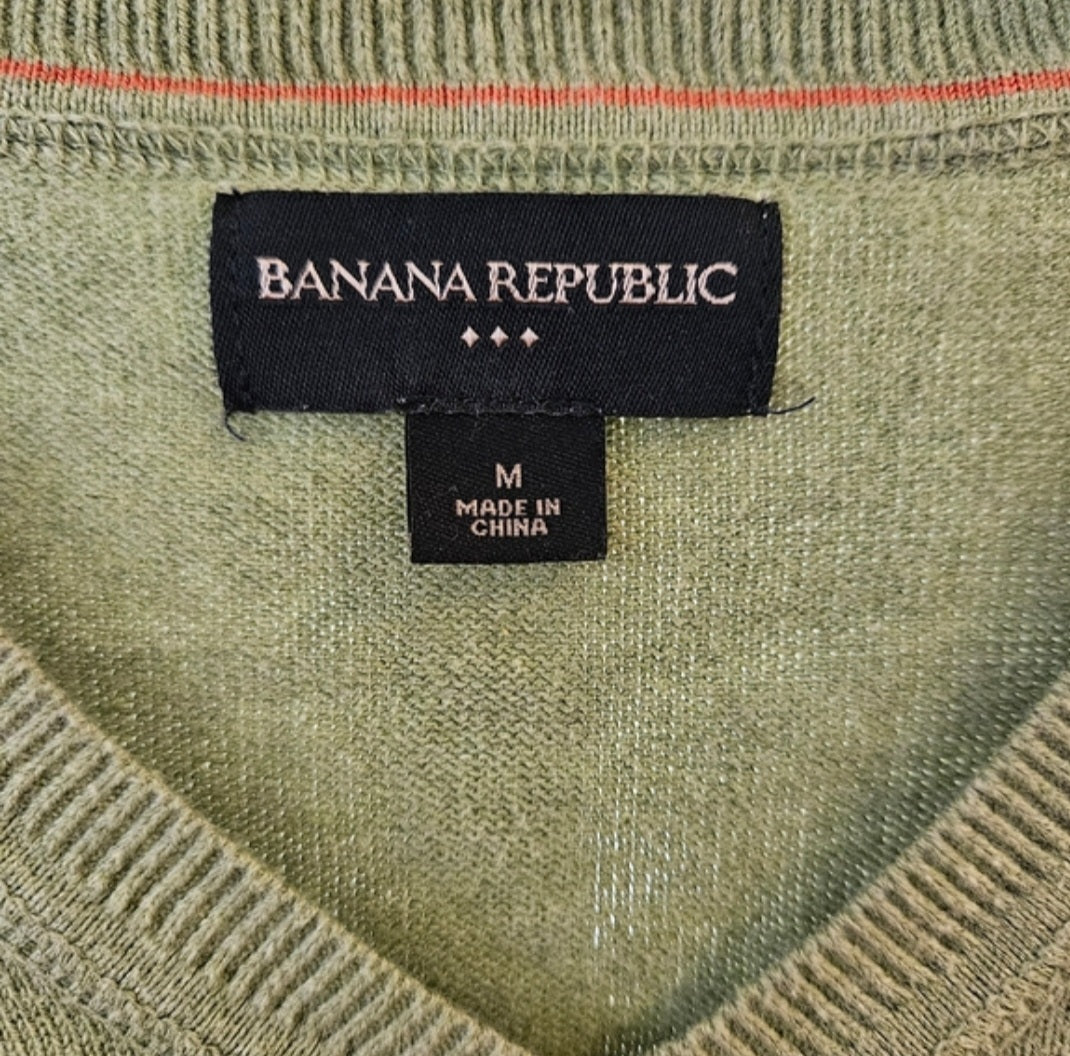 Banana Republic Men's Olive V-Neck Sweater Sz Med