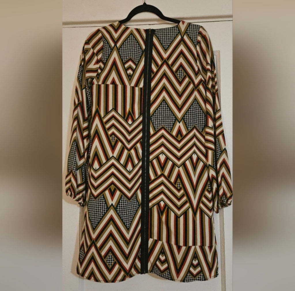 Coveted Clothing Multicolor Chevron Long Sleeve Dress Sz Small