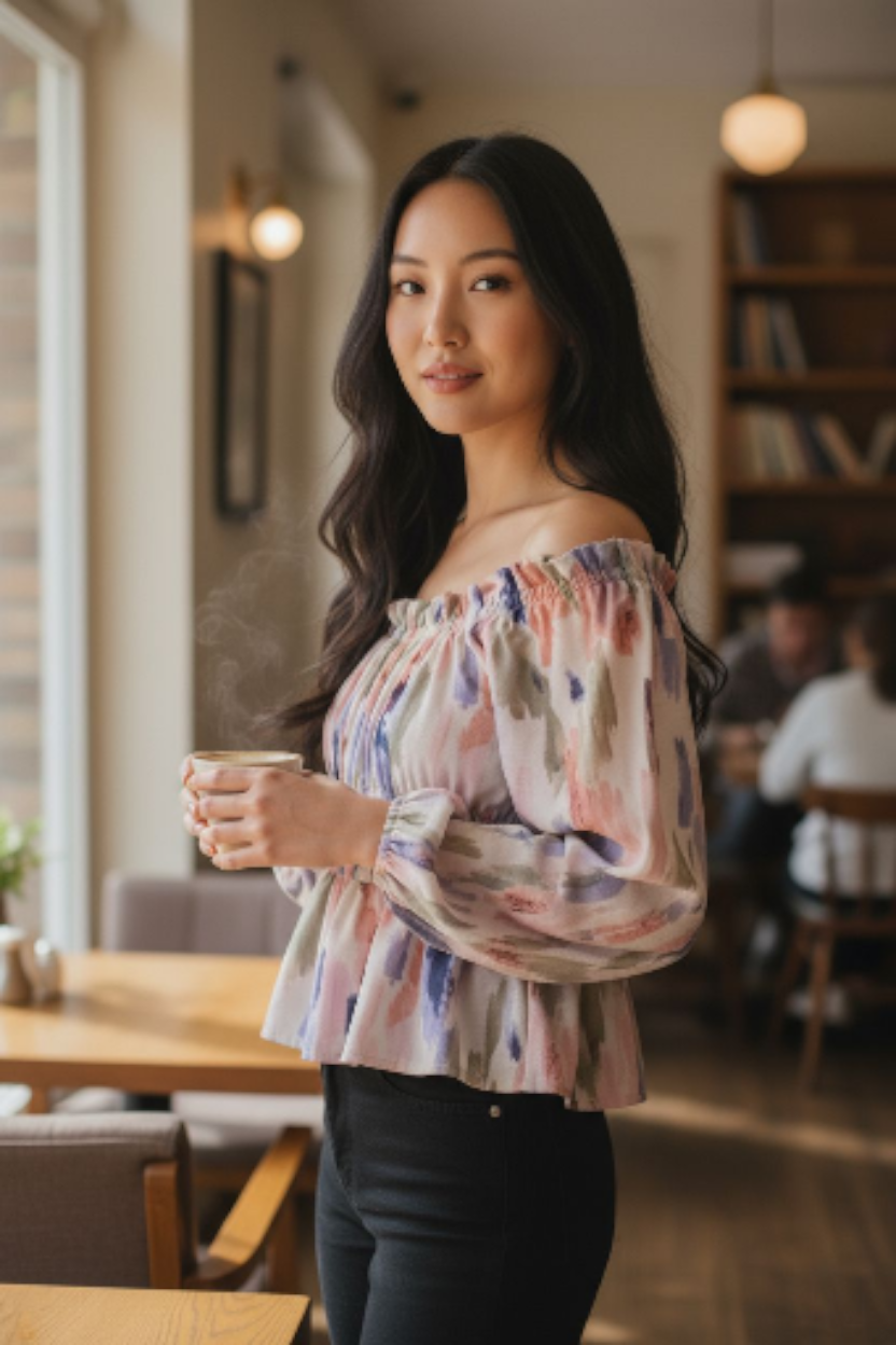 Sofia by Sofia Vergara Off-Shoulder Multicolor Blouse Sz Lg