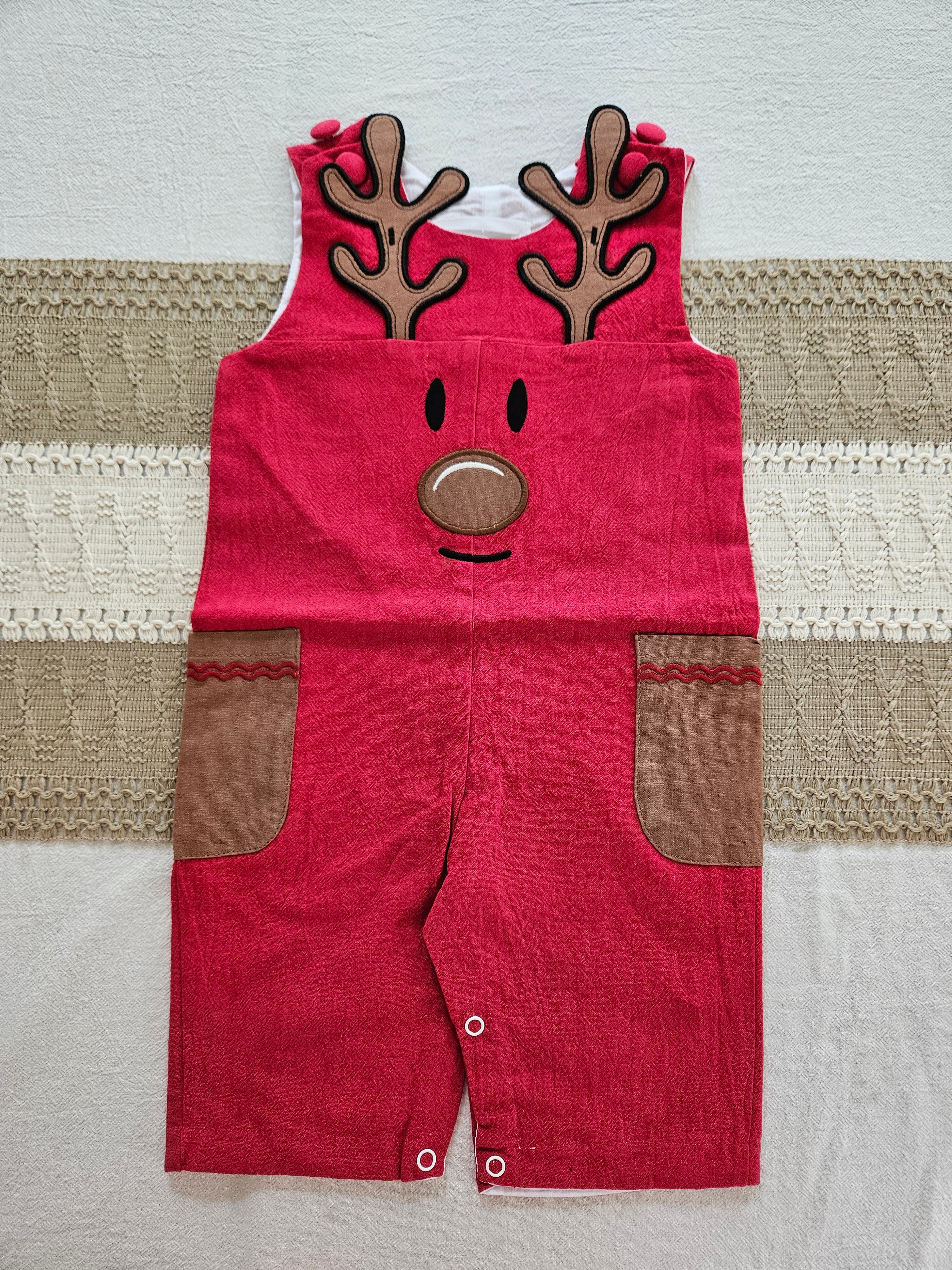 Lil Cactus Cutest Reindeer Red Longall with Pockets Size 3-6M