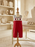 Lil' Cactus Red and Gray Football Smocked Overalls Sz 12-18M
