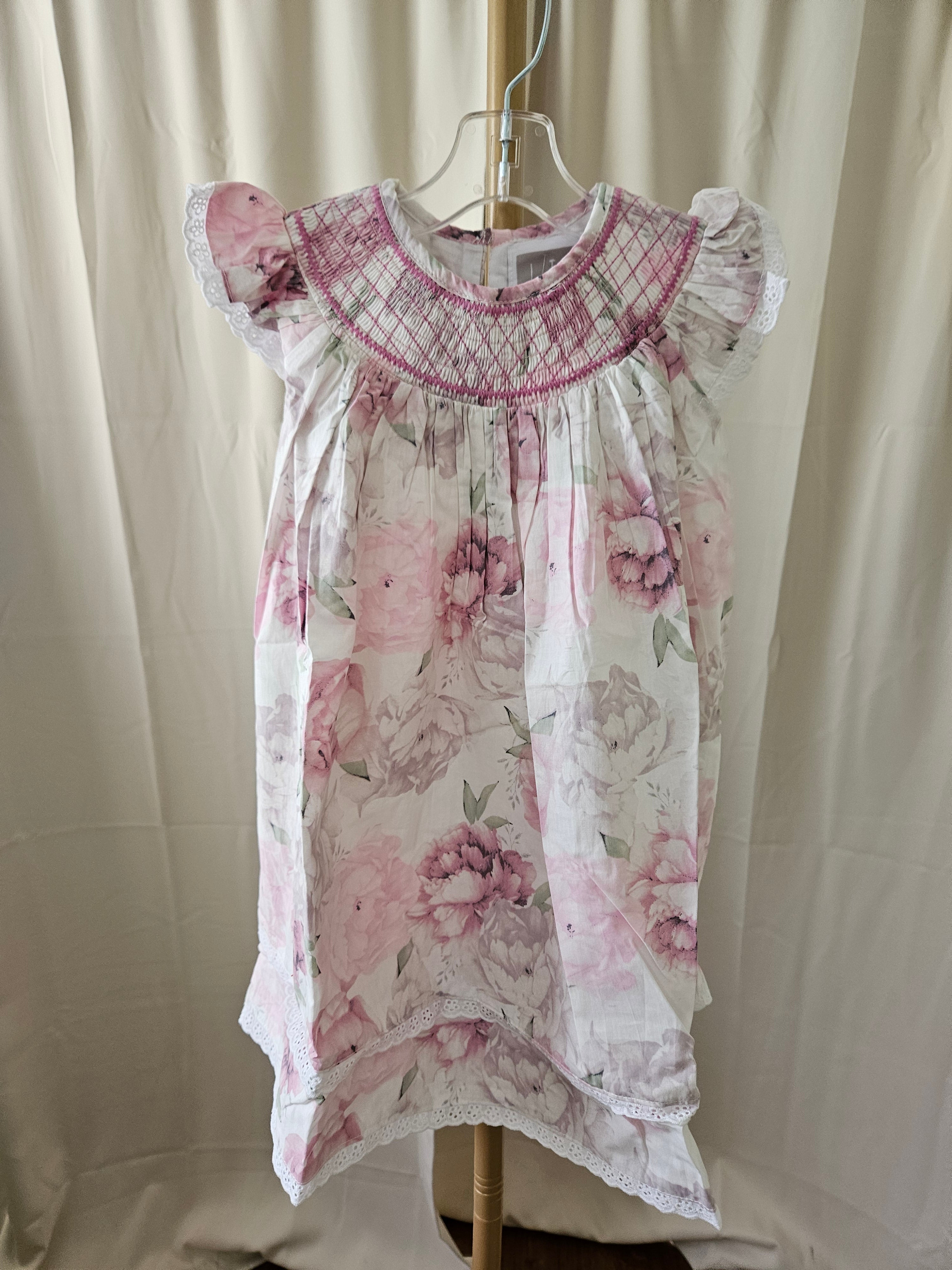Lil Cactus Blush Pink Rose Smocked Dress | Size 3T
