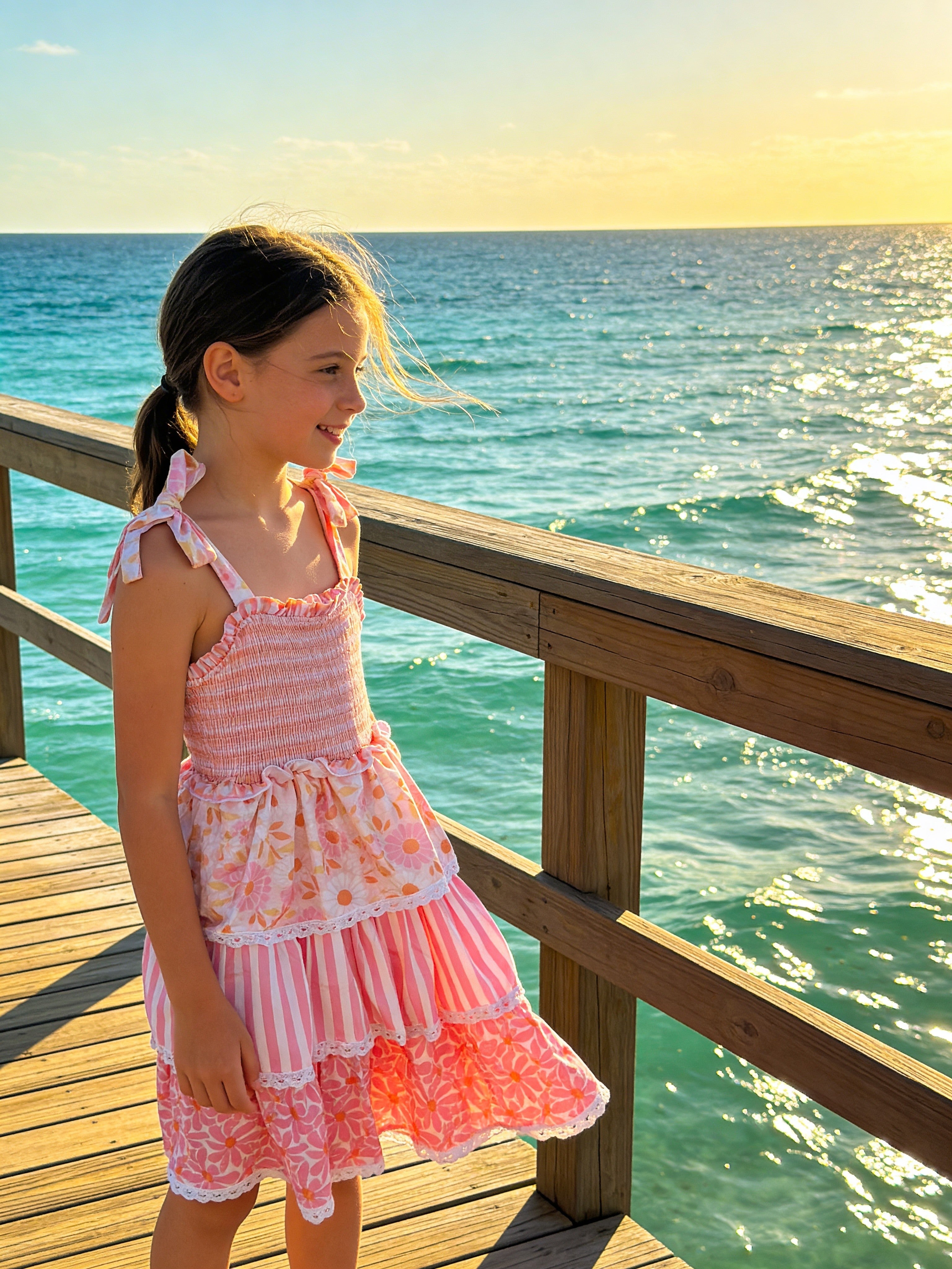 Oopsie Dasiy Anna Pink Daisy Layered Lace Dress