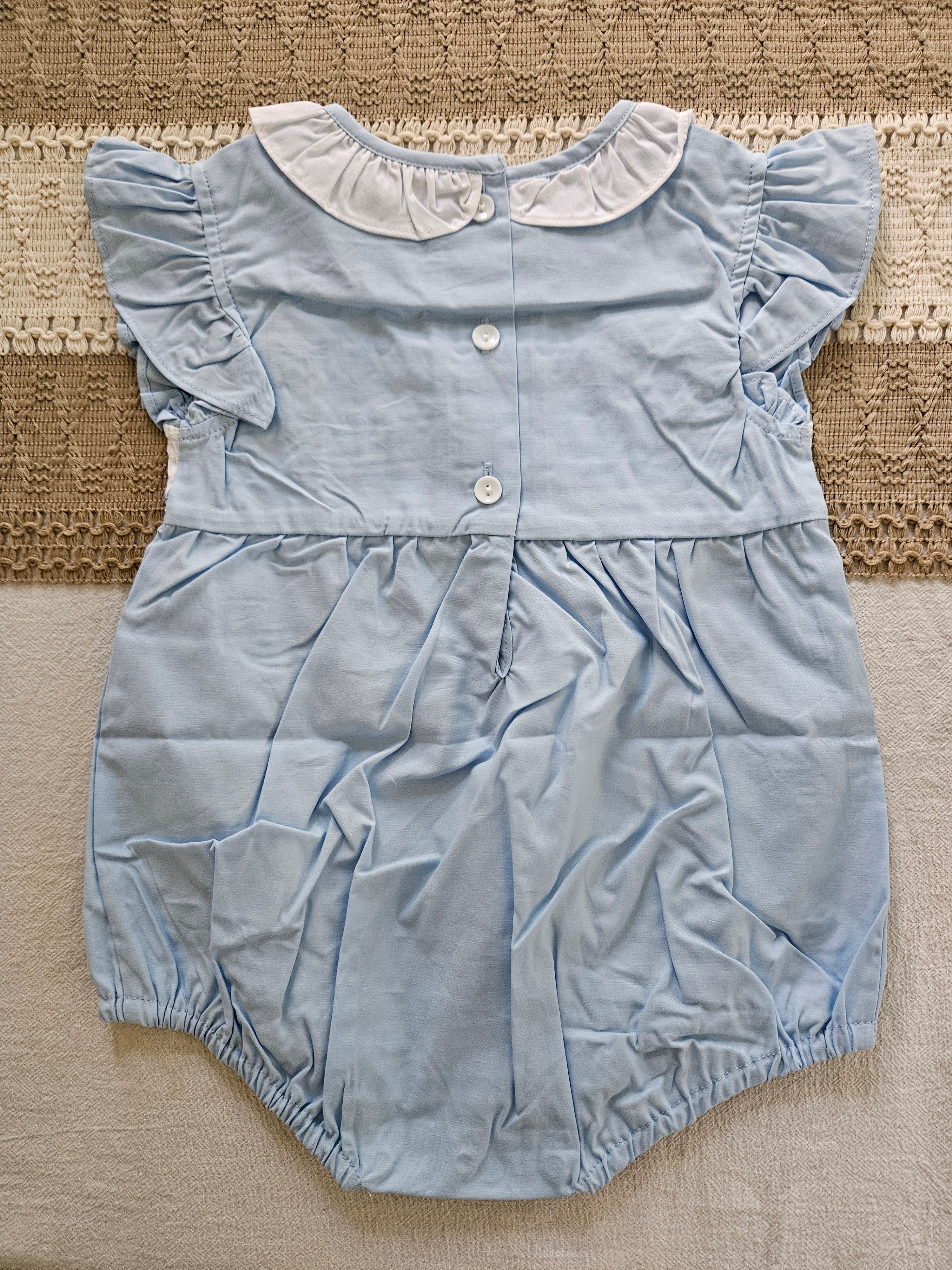 Lil Cactus Lil Sister Smocked Bubble – Baby Blue – Size 18-24M & 2T