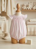 Petit Ami Pink Flutter Sleeve Bubble | Newborn