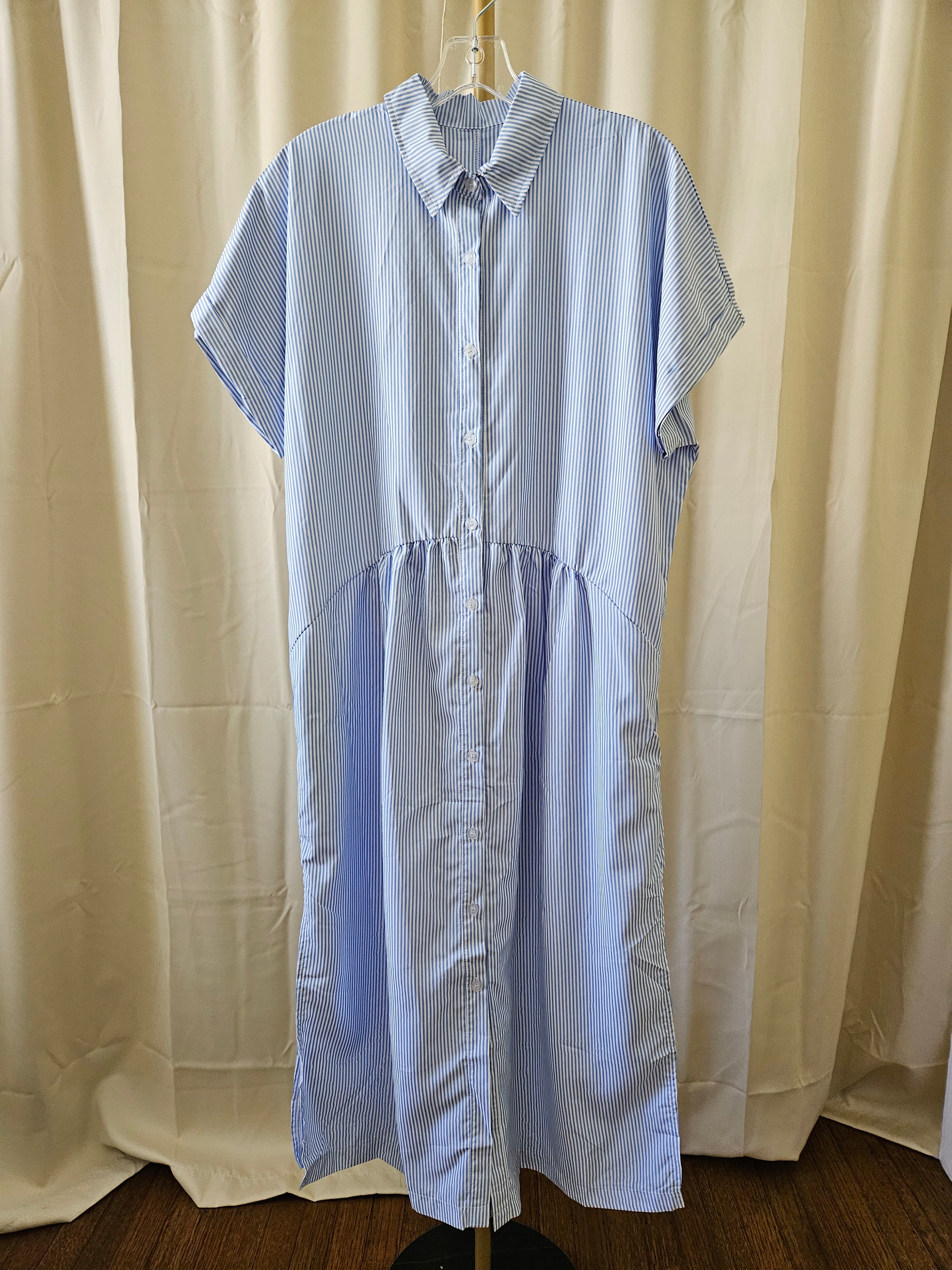 Wholesalesir Blue & White Striped Oversized Maxi Dress