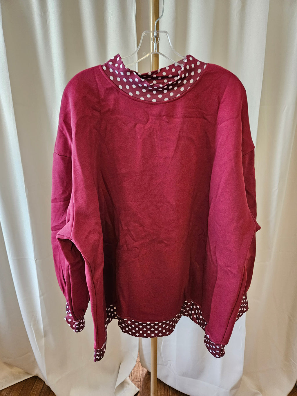 Little Daisy Closet Maroon Polka Dot Sweatshirt Blouse