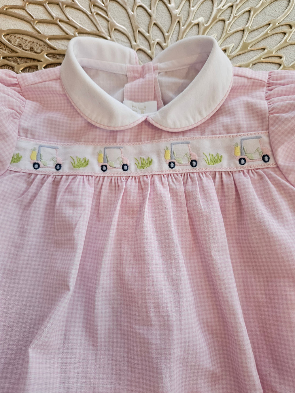 Lullaby Set Pink Golf Baby Romper with White Collar Sz 3M