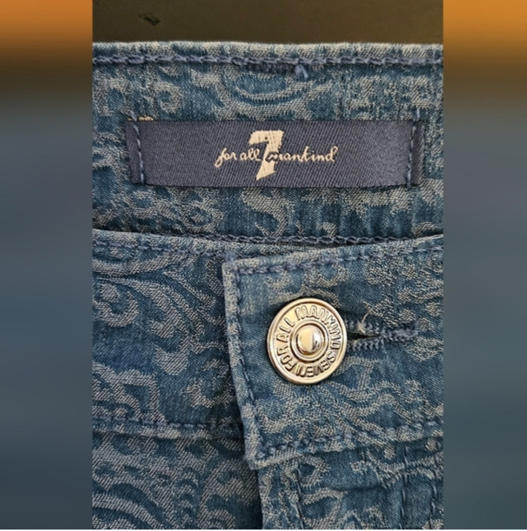 7 For All Mankind Scroll Design Skinny Jeans Size 24 Inseam 28 in