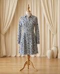 J.Crew Blue & Black Floral Button Front Shirt Dress Size 8