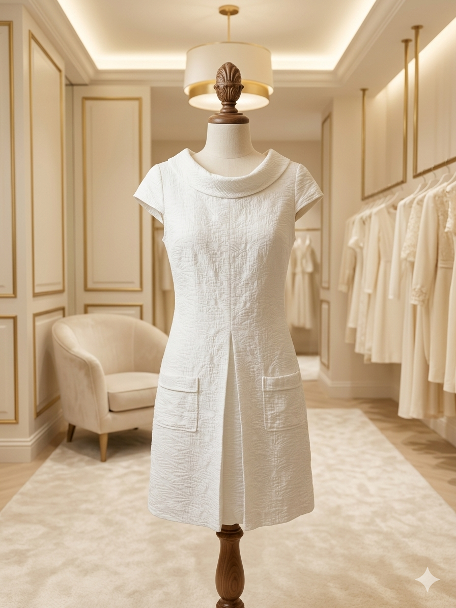 Etcetera Off White Brocade Dress Size 4