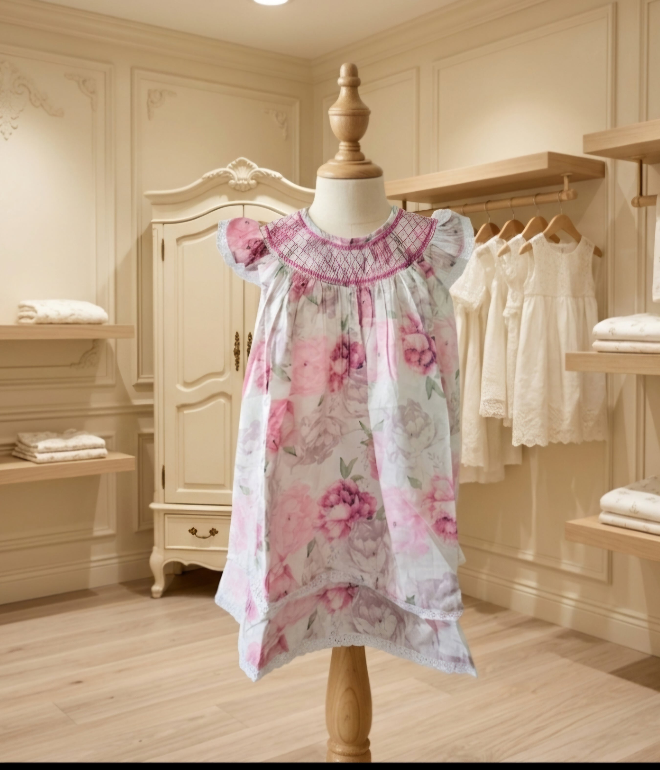 Lil Cactus Blush Pink Rose Smocked Dress | Size 3T