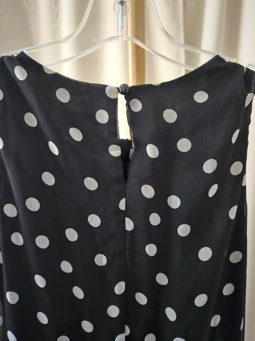 MSK Black & White Polka Dot Mini Dress Size 6 Sheer Overlay Keyhole Back