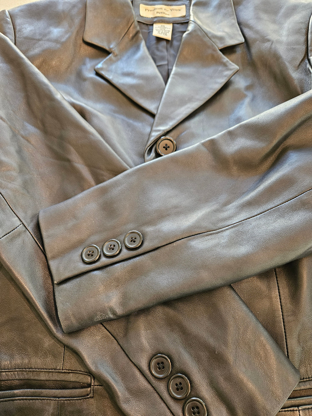Preston & York Black Genuine Lamb Skin Jacket Sz Petitie Med