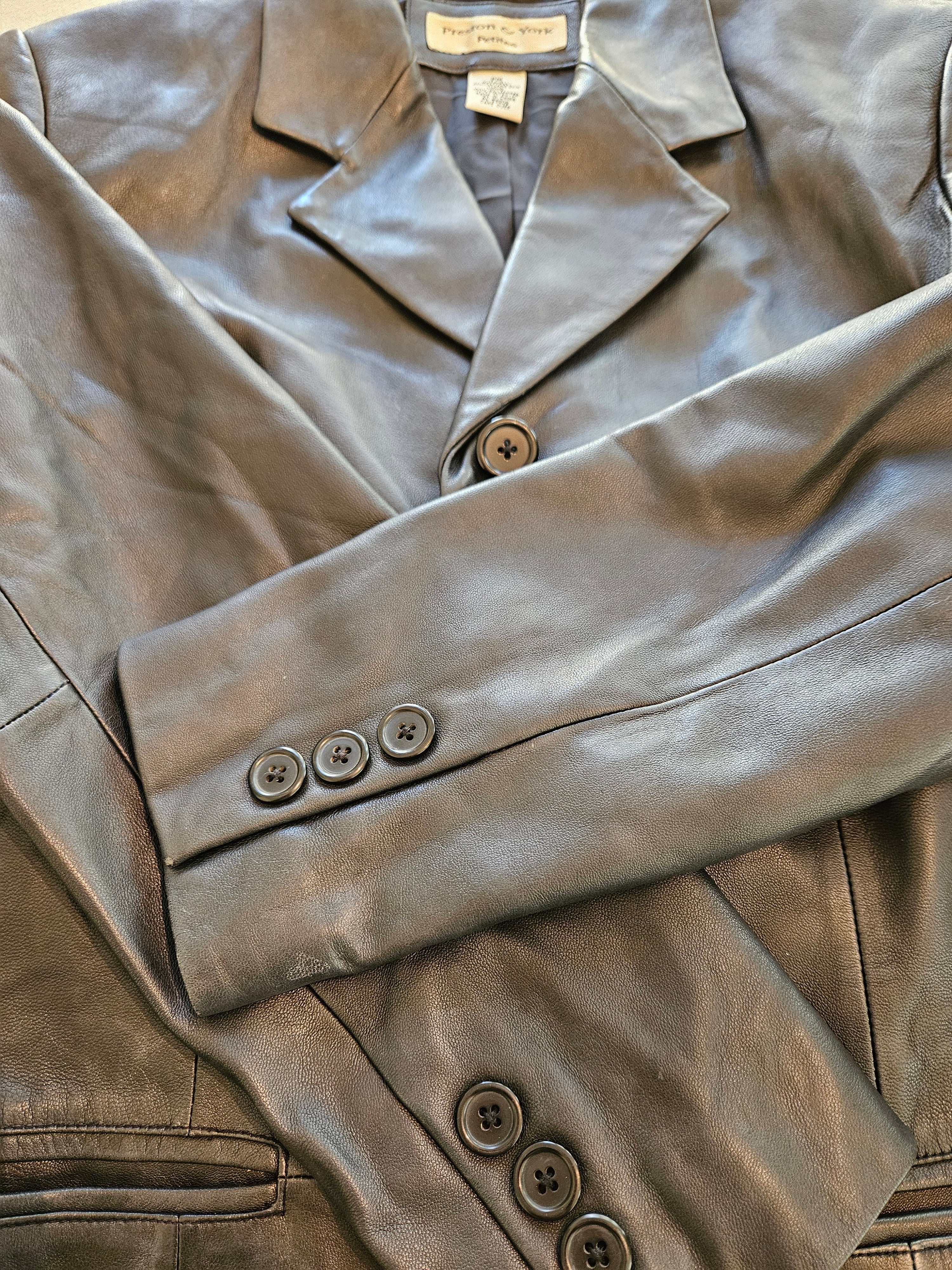 Preston & York Black Genuine Lamb Skin Jacket Sz Petitie Med