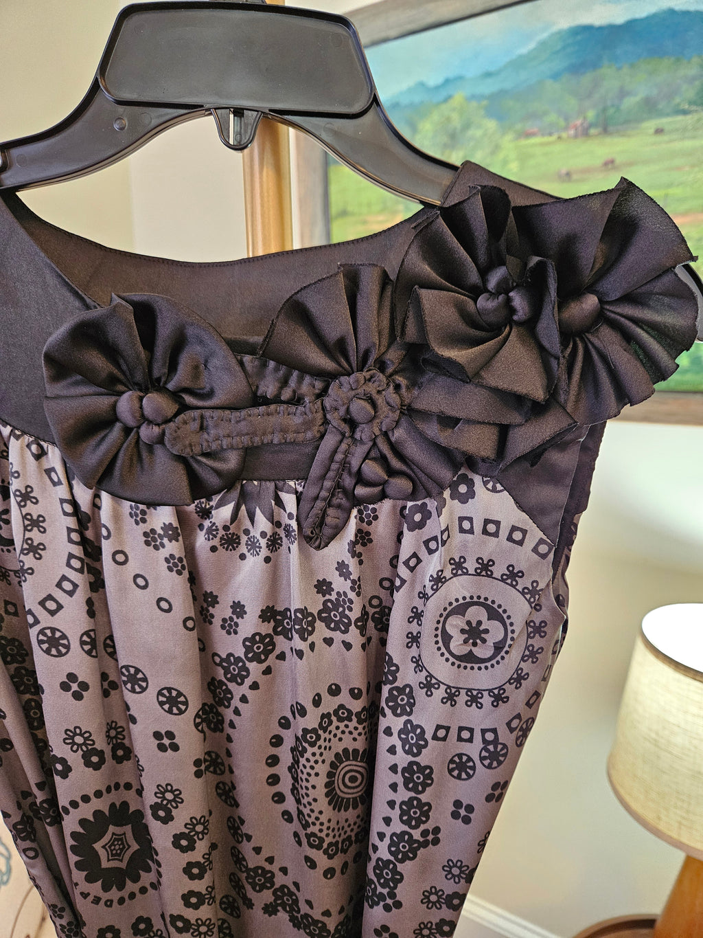 Dept Elegant Black and Gray Patterned Dress Sz XS