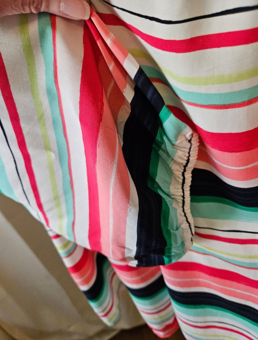 Crown & Ivy XL Bright Striped Blue, Green & White Blouse