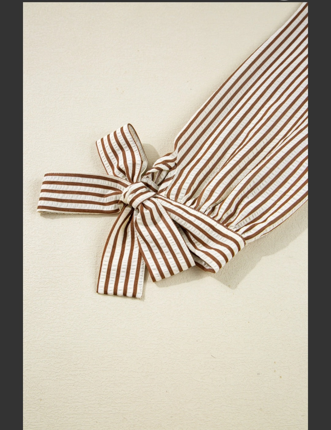 Striped Frill V-Neck Bracelet Sleeve Blouse