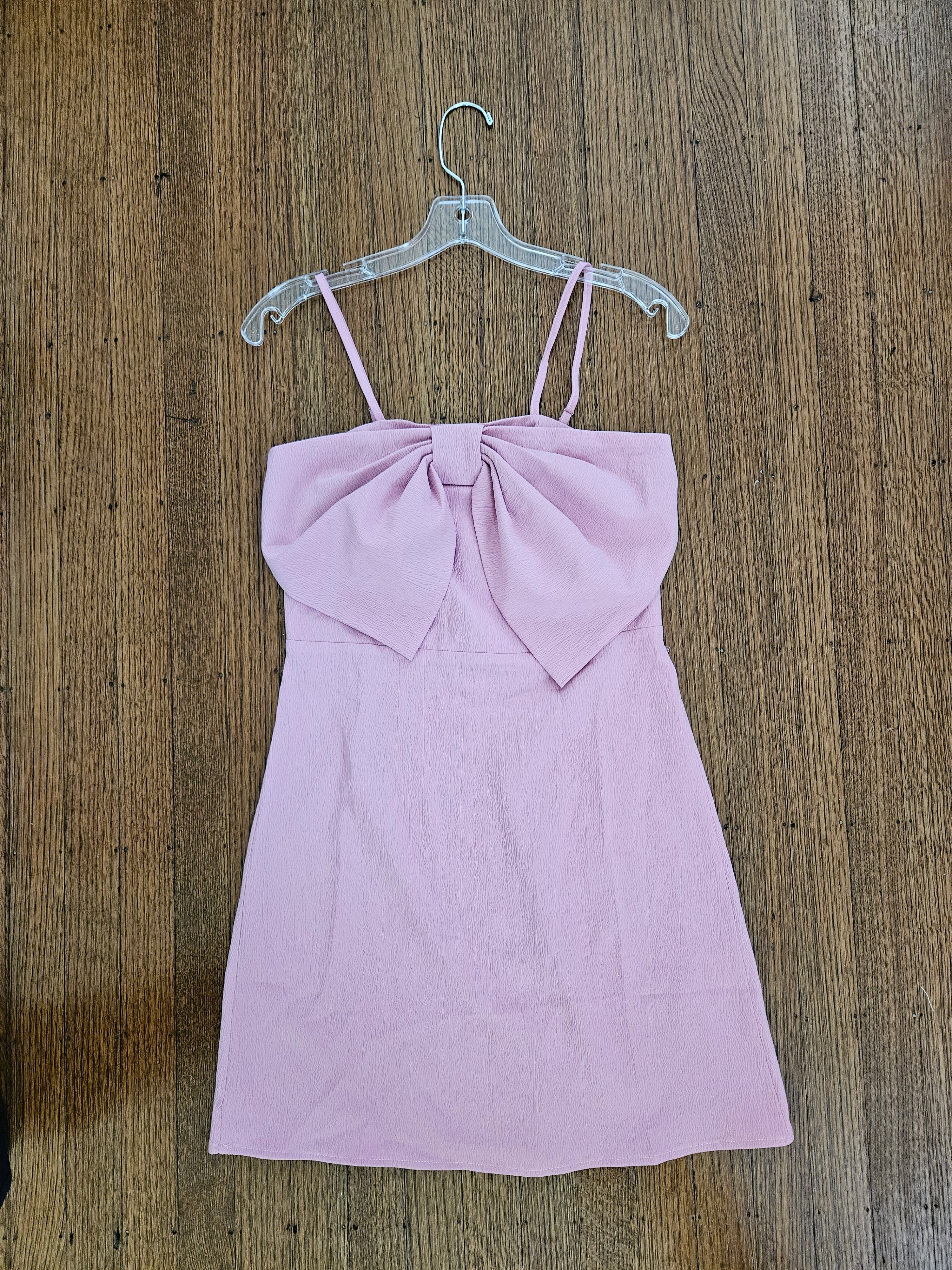🎀 Unishe Pink Bowknot Sling Mini Dress – Statement Cute 🎀