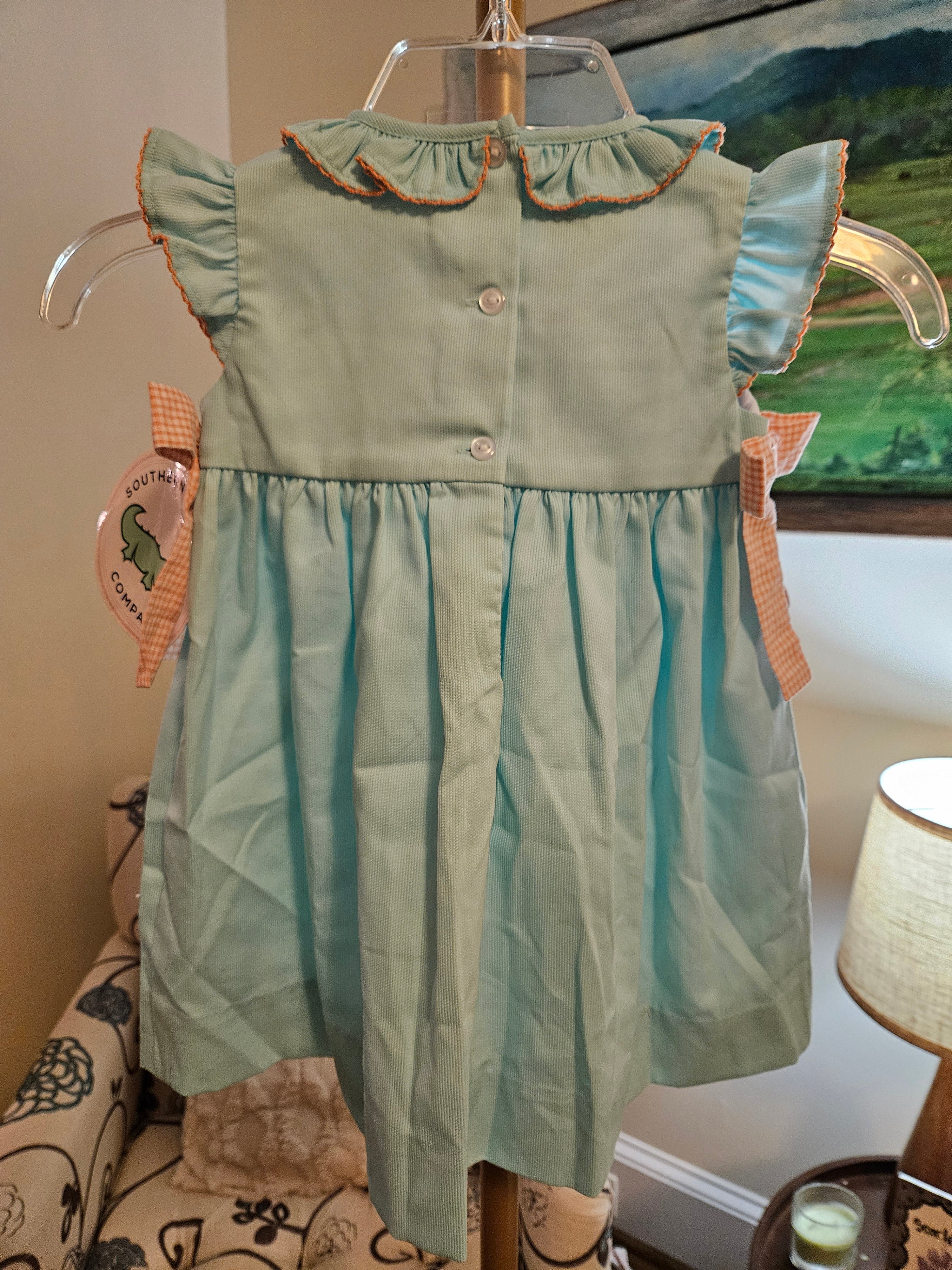 NWT Charming Smocked Pumpkin Dress - Blue and Orange Sz 18M