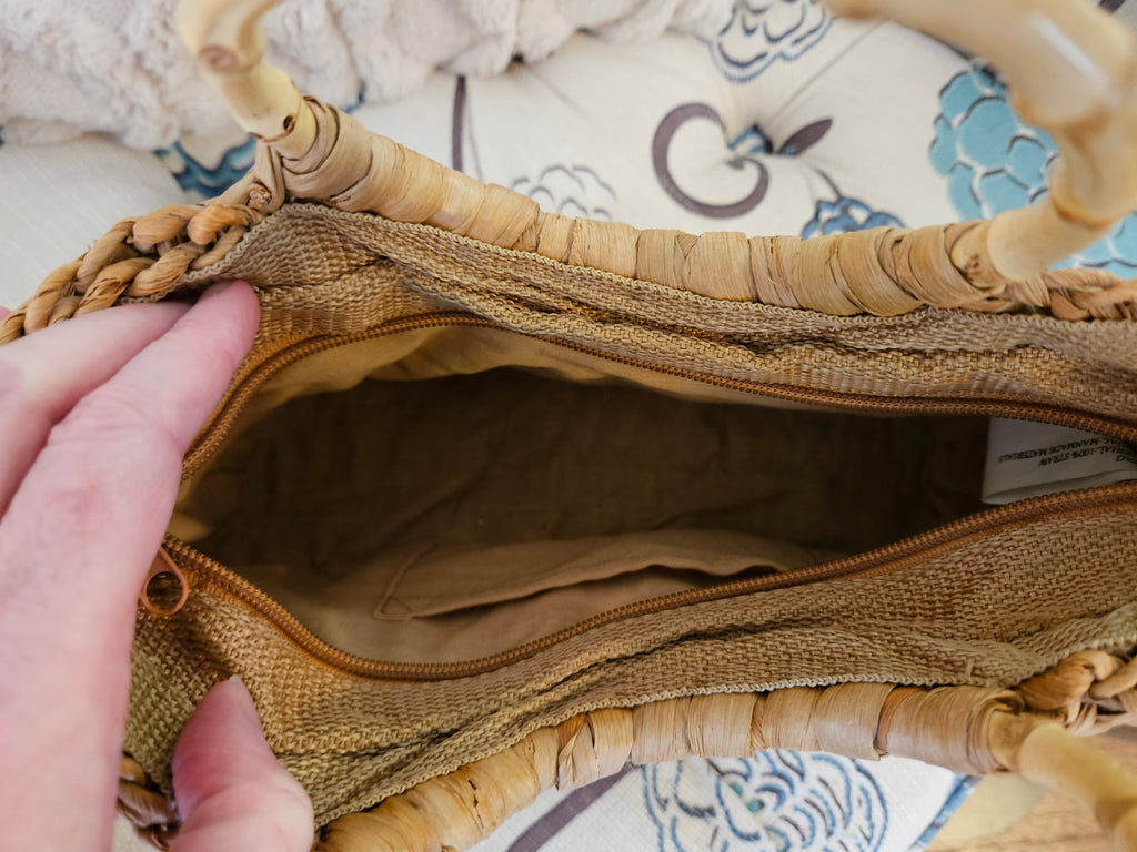 Handwoven Elegant Handbag with bamboo handle