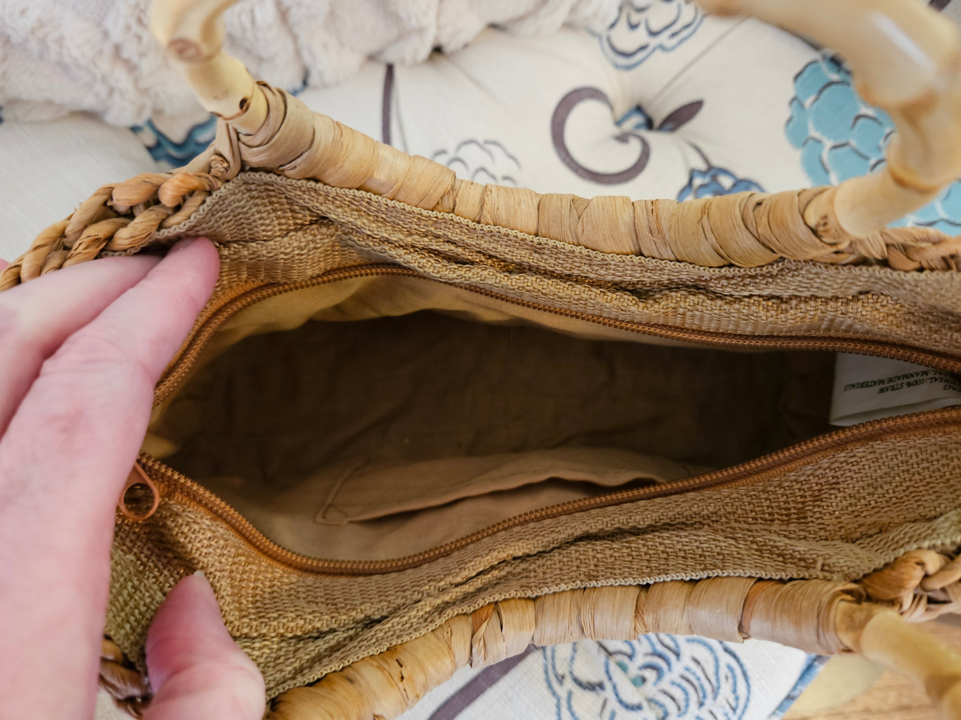 Handwoven Elegant Handbag with bamboo handle