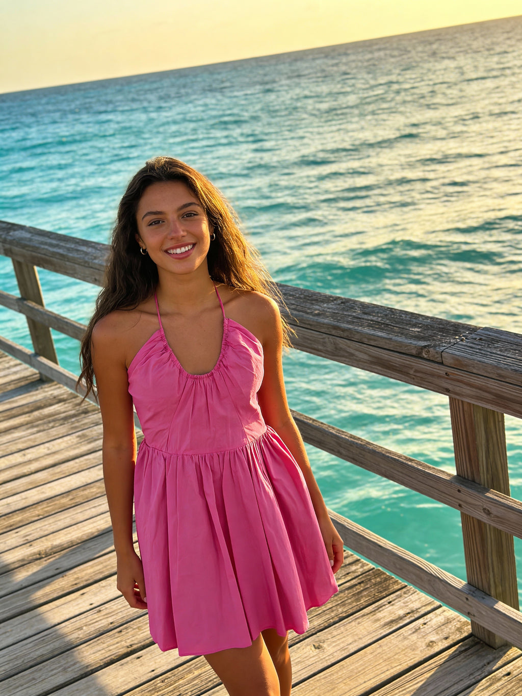 Mango Pink Halter Mini Dress Sz M