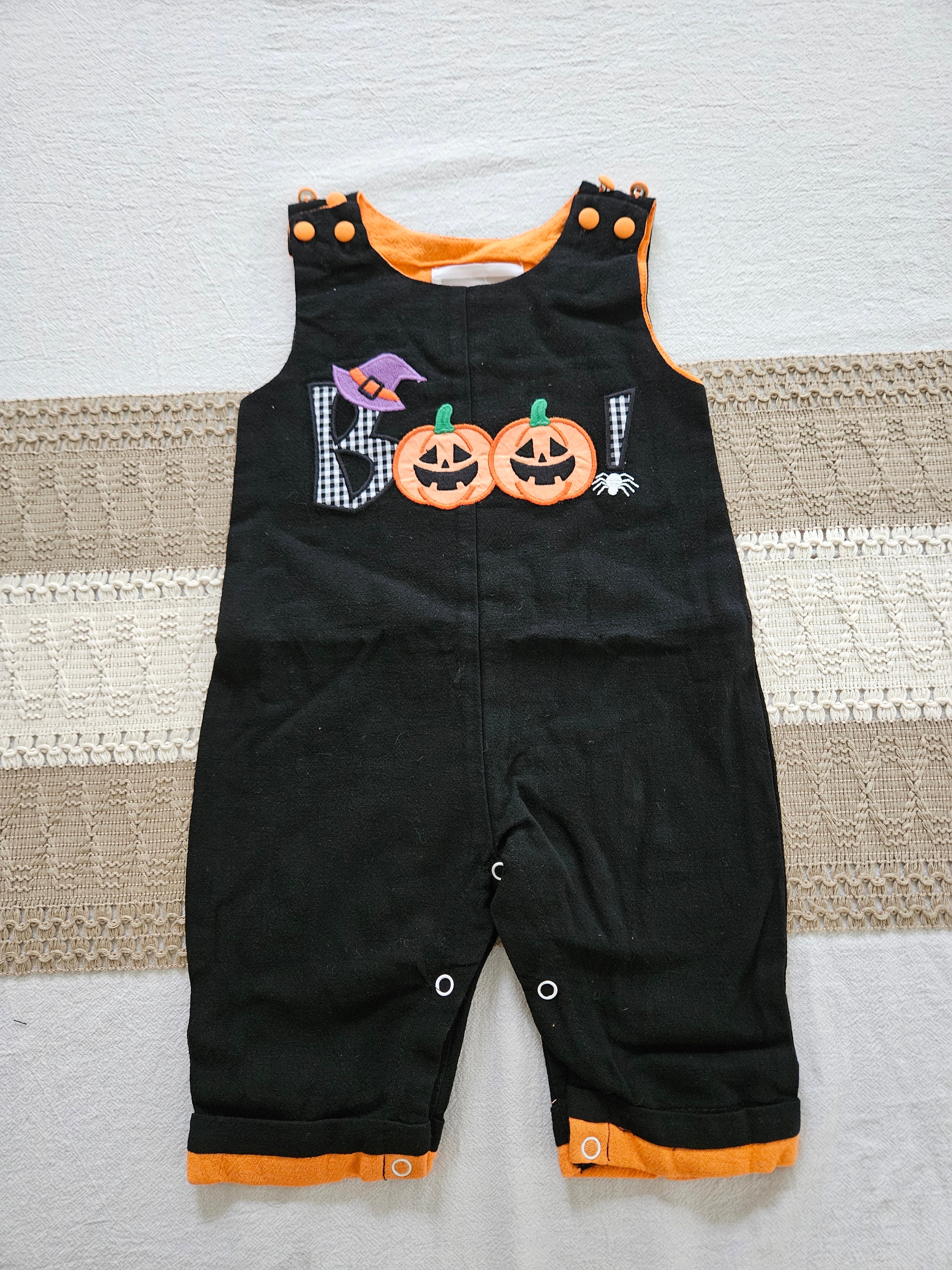 Lil Cactus Halloween BOO Appliqué Overalls