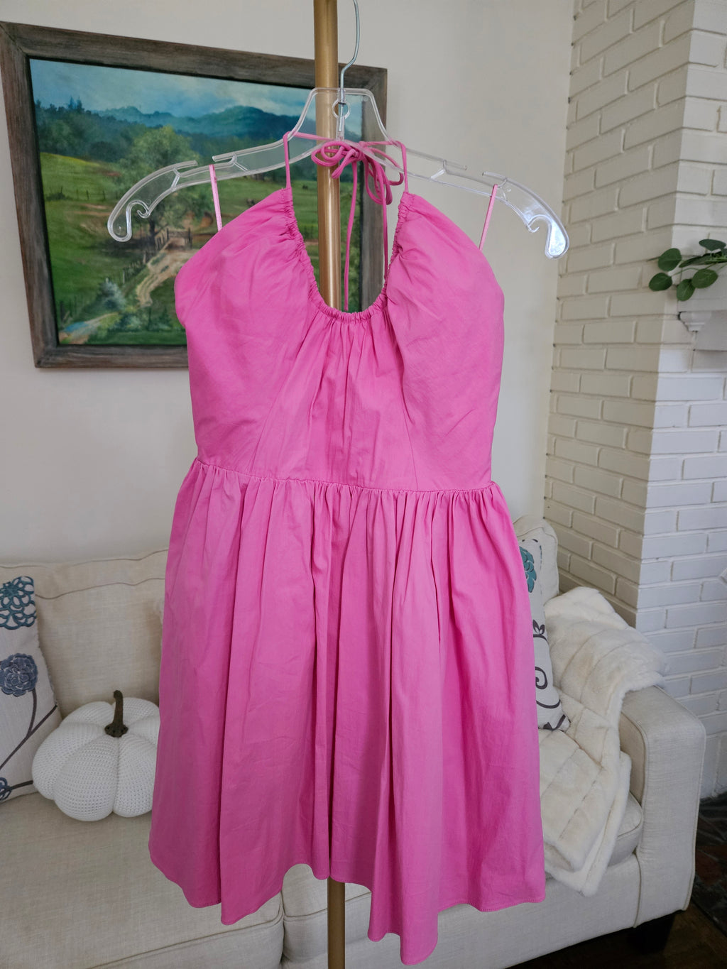 Mango Pink Halter Mini Dress Sz M