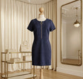 Calvin Klein Navy Zip Front Dress Sz 16