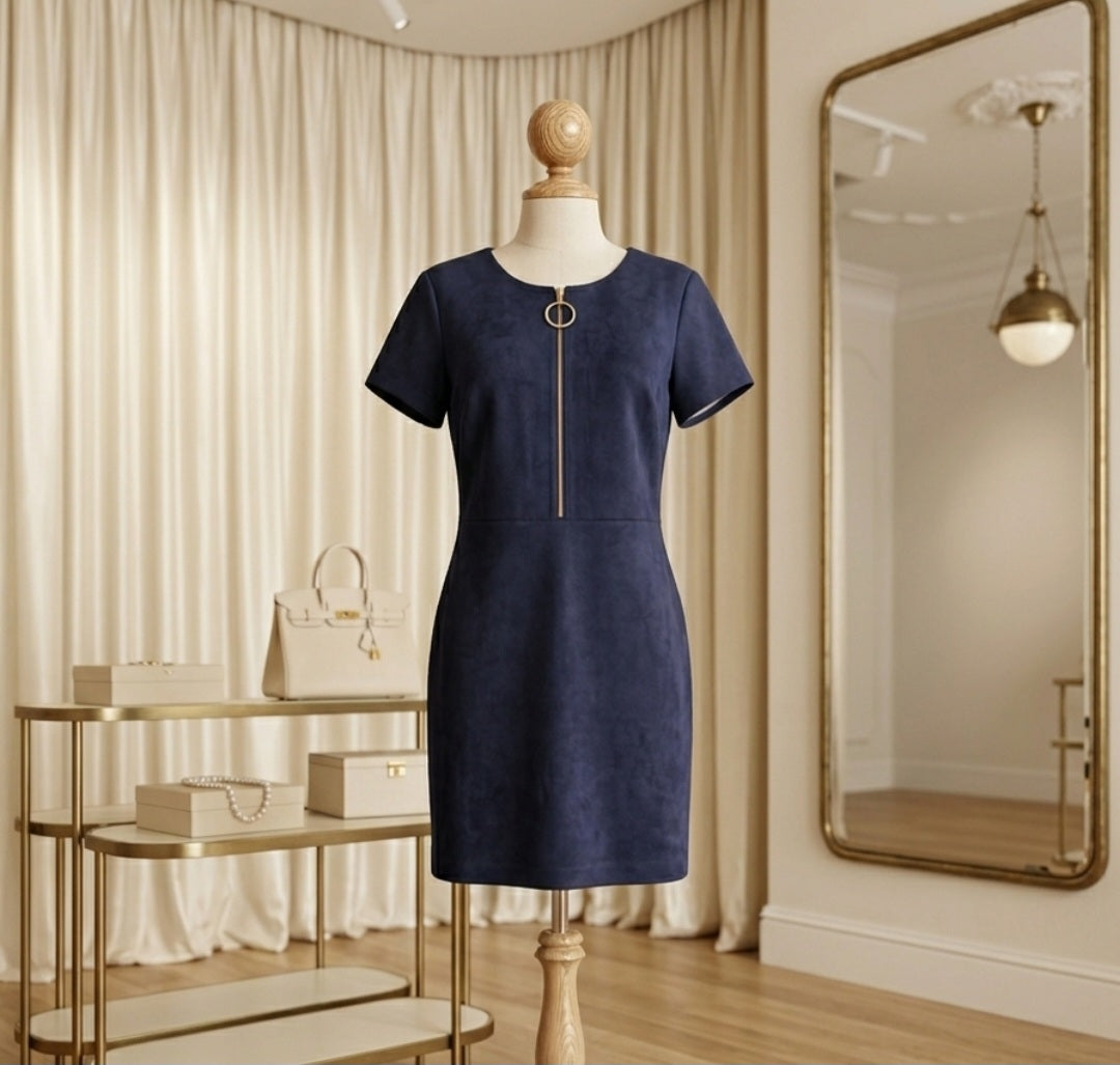 Calvin Klein Navy Zip Front Dress Sz 16