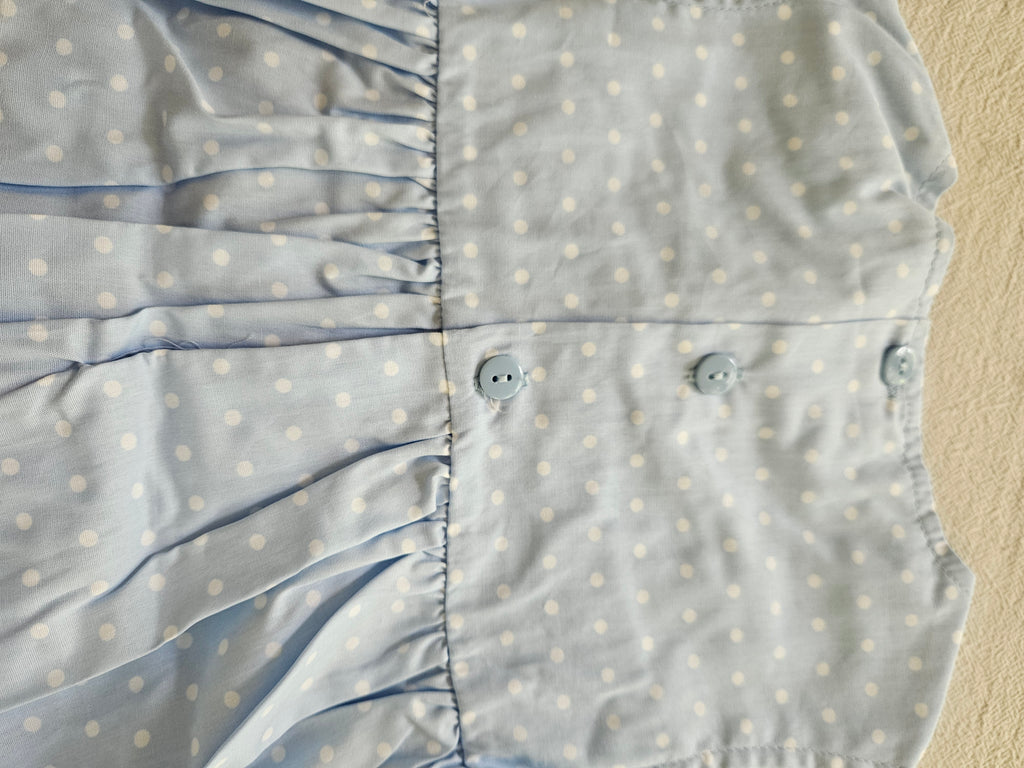 Mom & Me 24M Blue & White Polka Dot Wizard of Oz Smocked 2pc Set