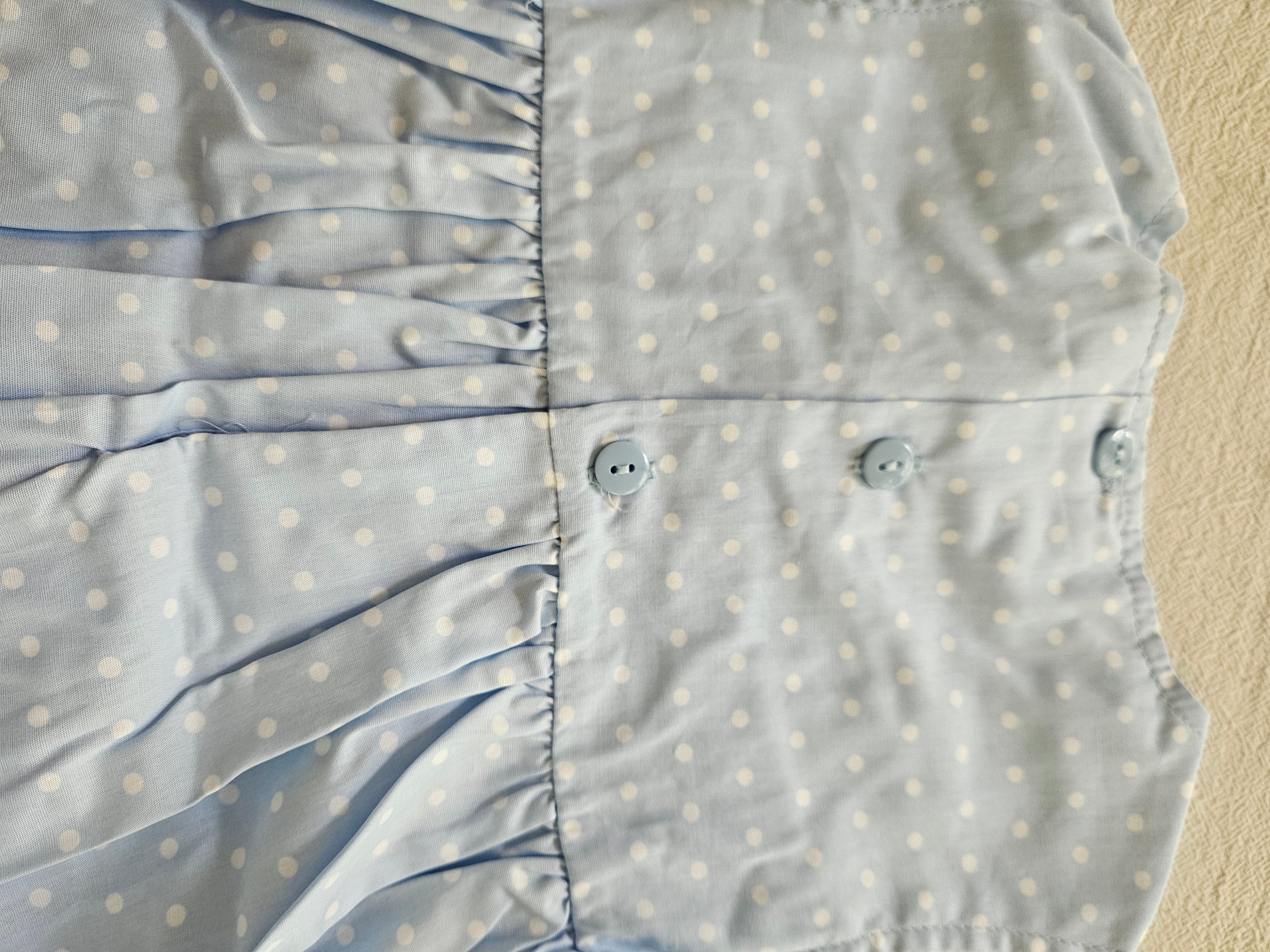 Mom & Me 24M Blue & White Polka Dot Wizard of Oz Smocked 2pc Set