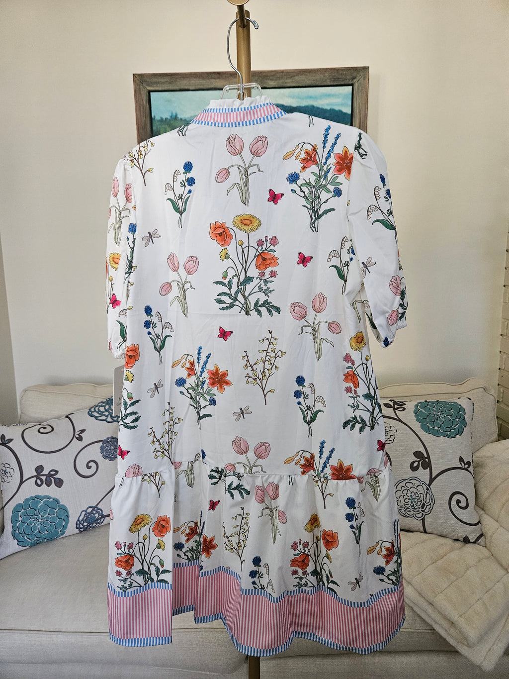 Rosa Clothing Marbella Bohemia Floral Puff Sleeve Relaxed Midi Dress