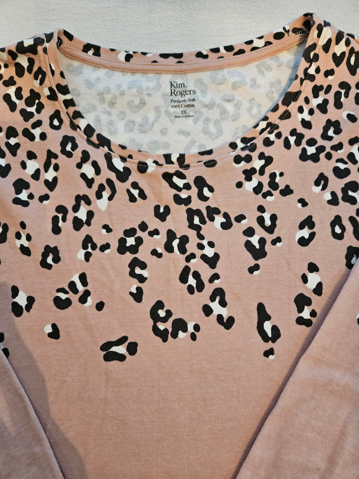 Kim Rogers Muted Pink Cheetah Print Collar Blouse Size 2X