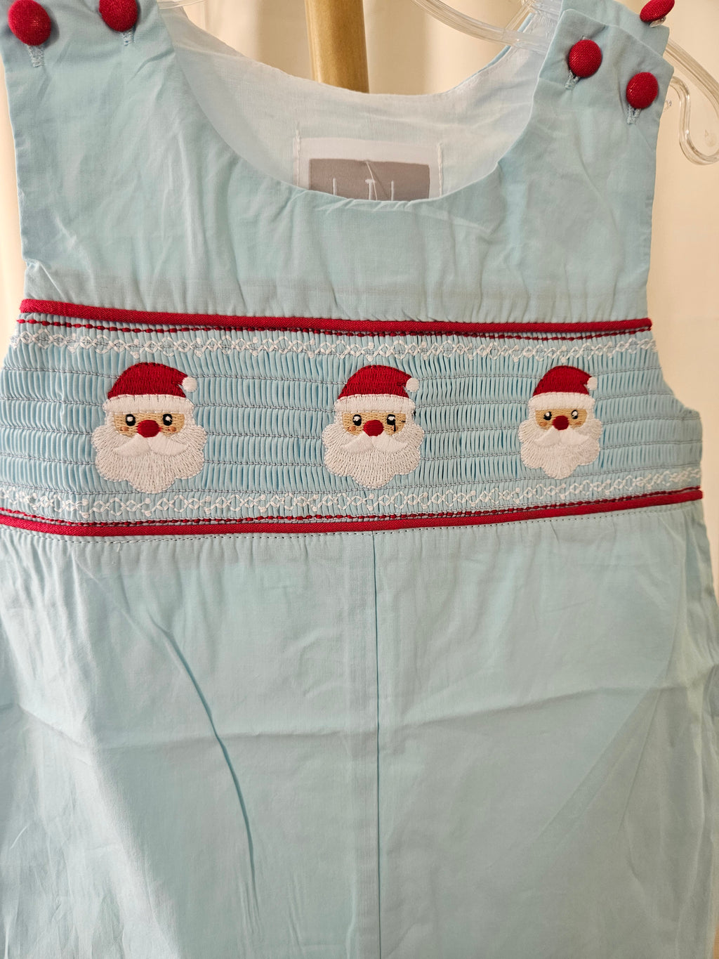 Lil Cactus NWT Light Blue Smocked Santa Jon Jon