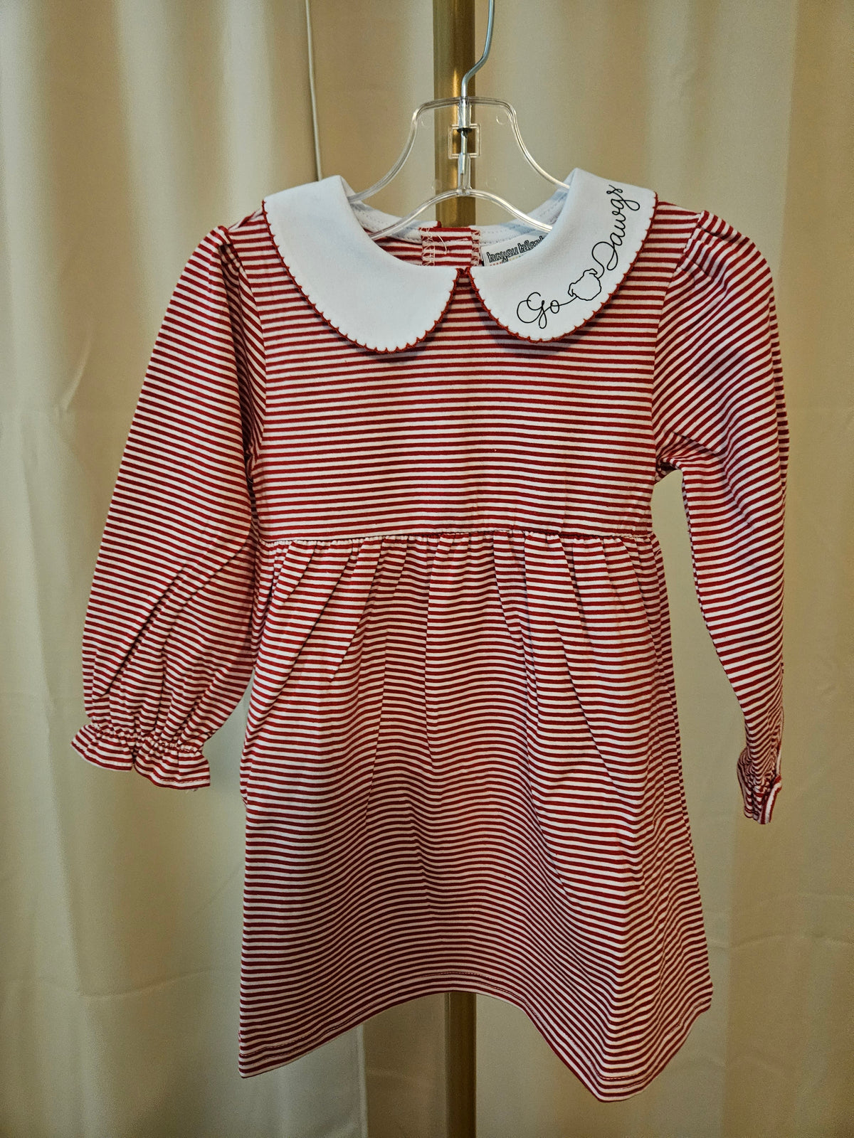 Bayou Blanks Red & White Striped Go Dawgs Dress | 12M, 2T, 4