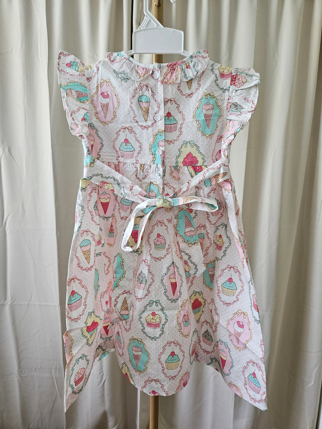 Lil Cactus Birthday Girl Smocked Dress Polka Dot Cupcakes Ice Cream