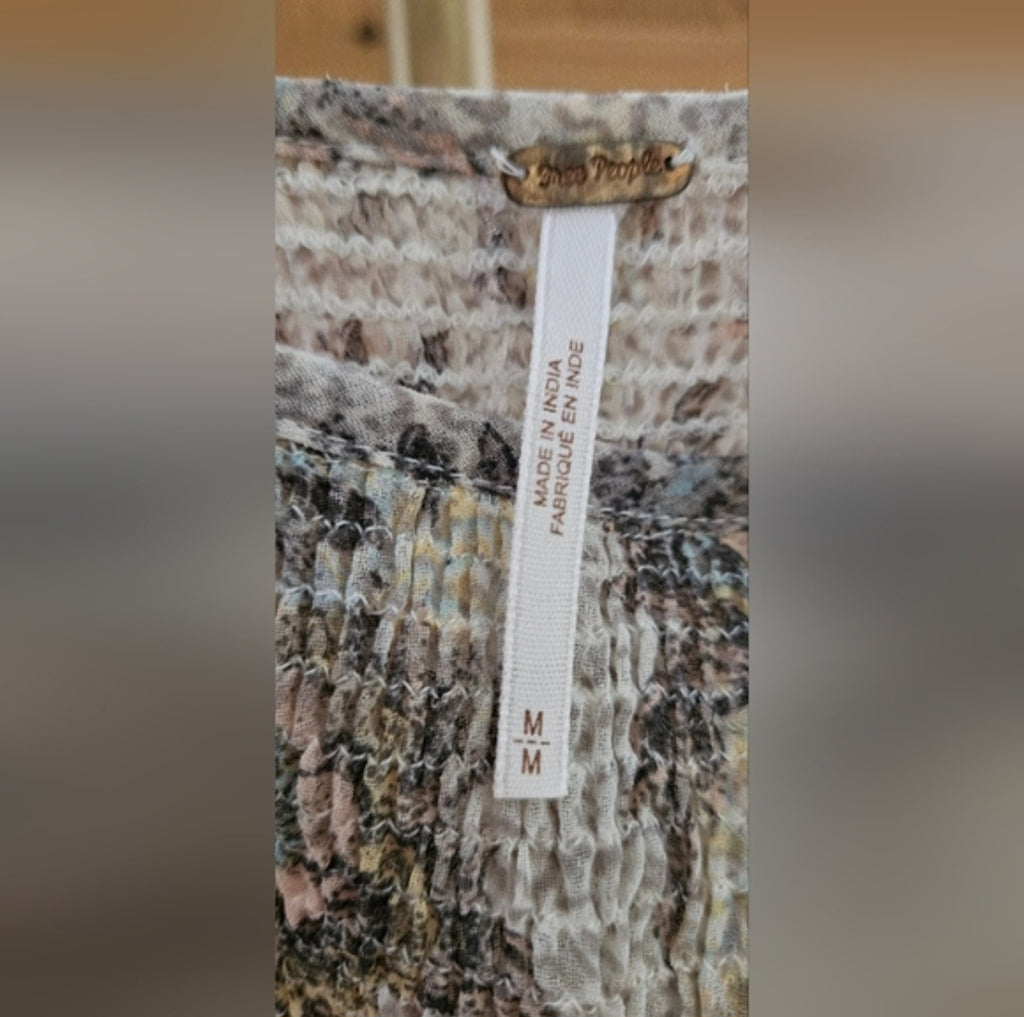 Free People Romantic Floral Chiffon Blouse Size Medium