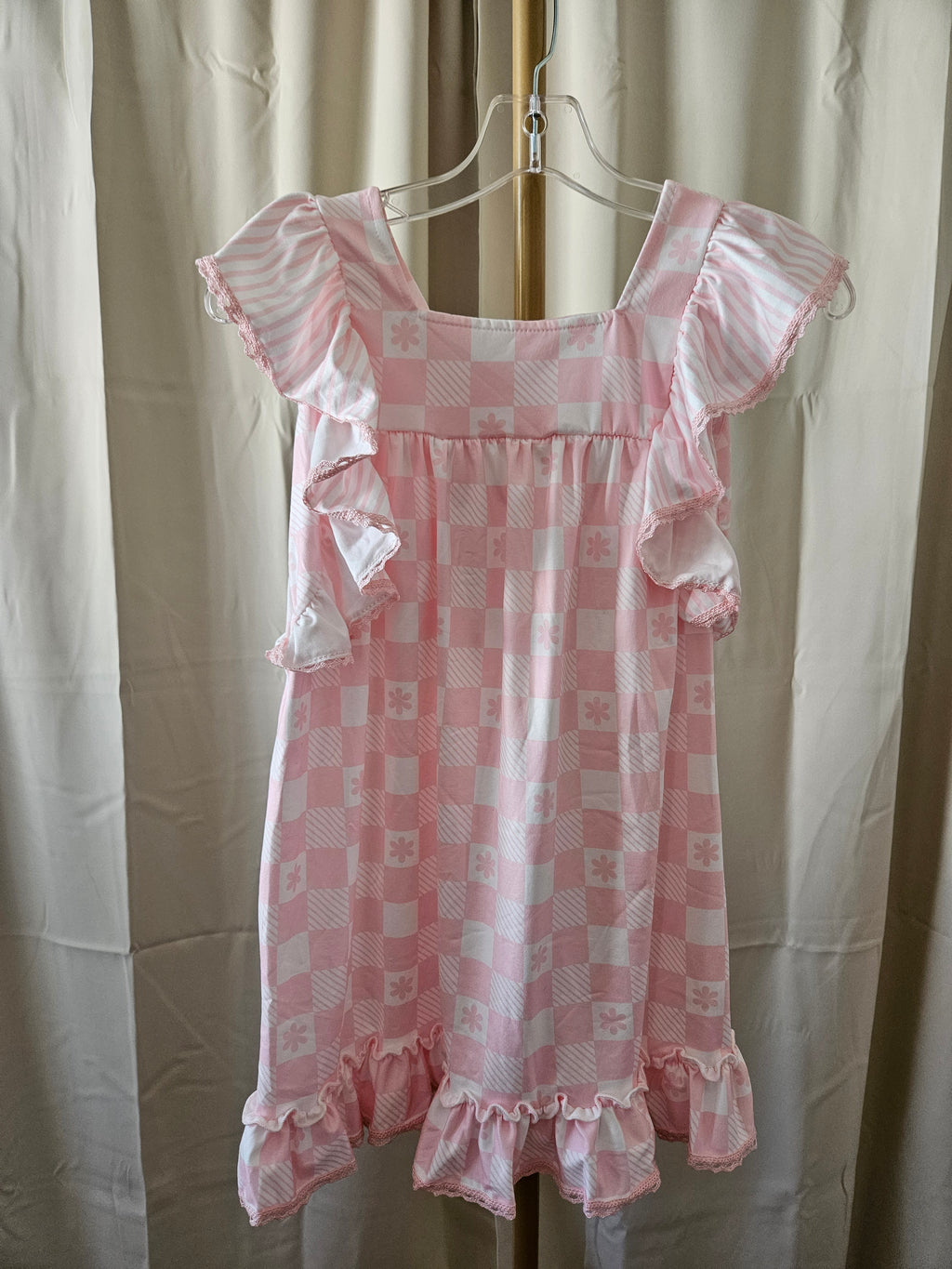 Adorable Sweetness Harper Pink Check Ruffle Dress