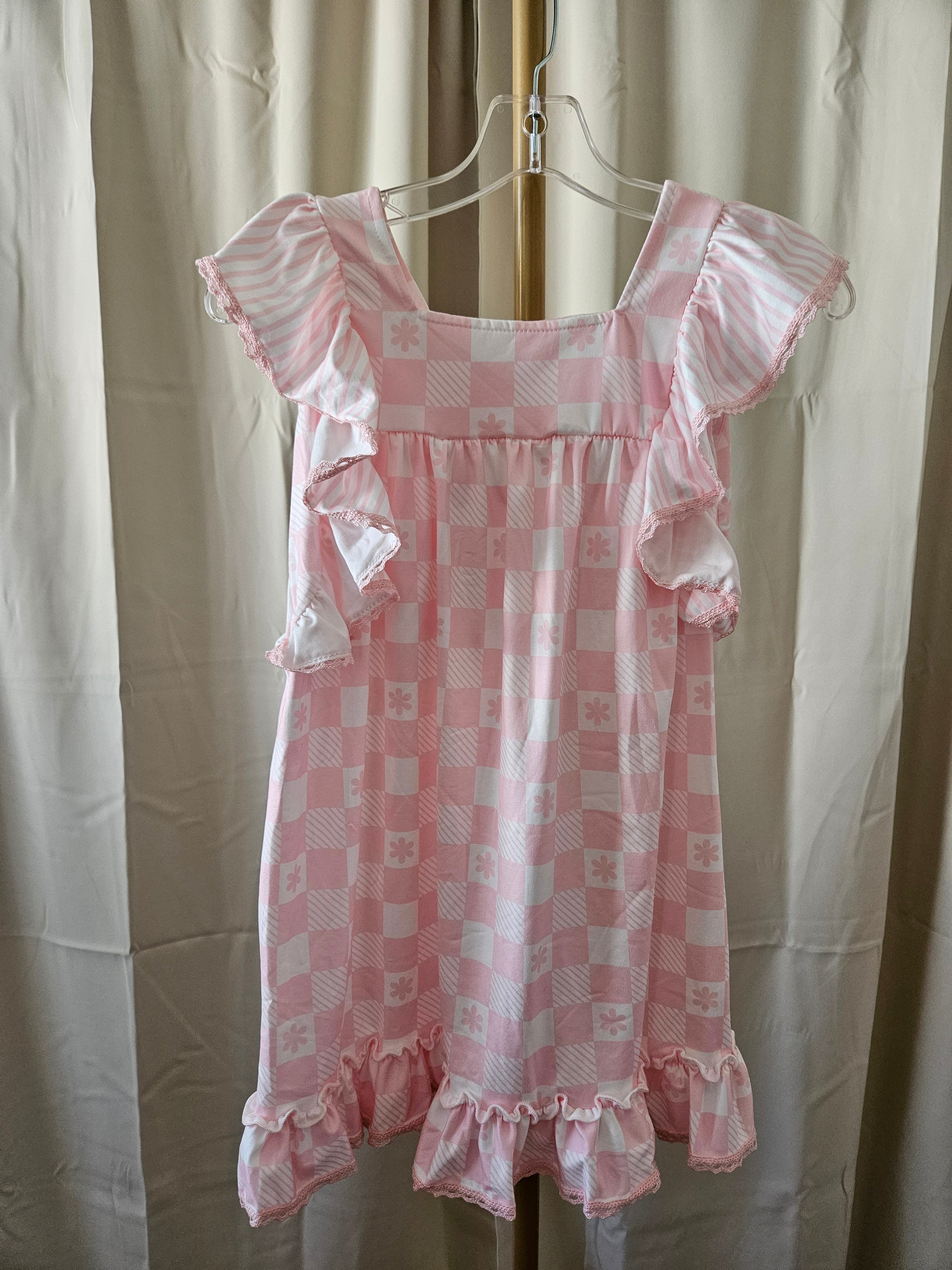 Adorable Sweetness Harper Pink Check Ruffle Dress